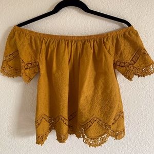 Size XS Yellow Off The Shoulder Top